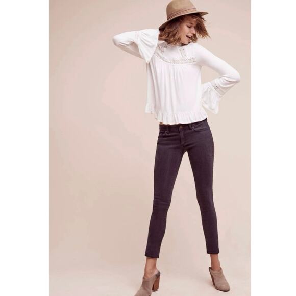 NWT Anthropologie Eri + Ali White Rayne Swing Top Long Sleeve Ruffle Hem Sz M - Picture 10 of 10